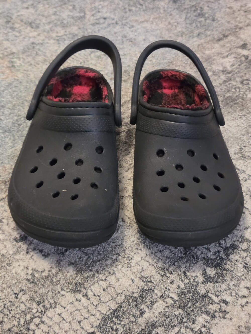 Crocs Classic Lined Clogs Black Buffalo Plaid Fleece M6/W8 Cozy